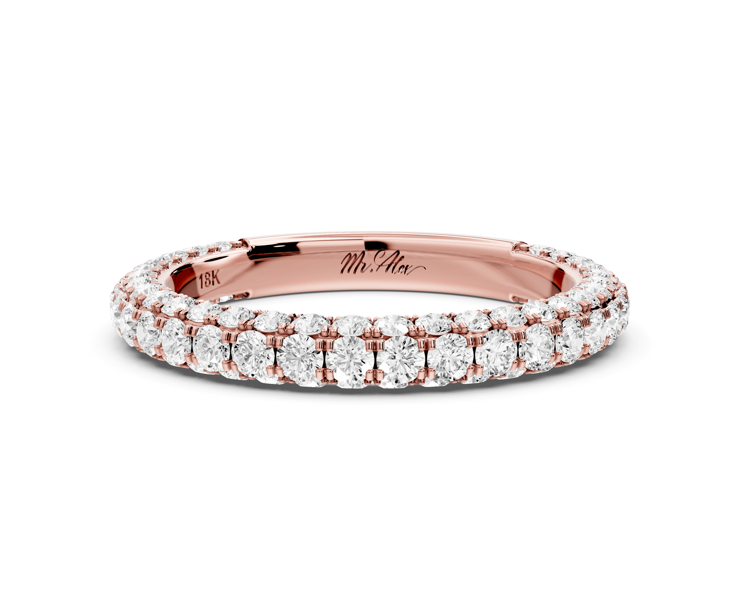Clarissa - 14k rose gold Double Row Diamond Eternity Band Ring - Mr. Alex Jewelry