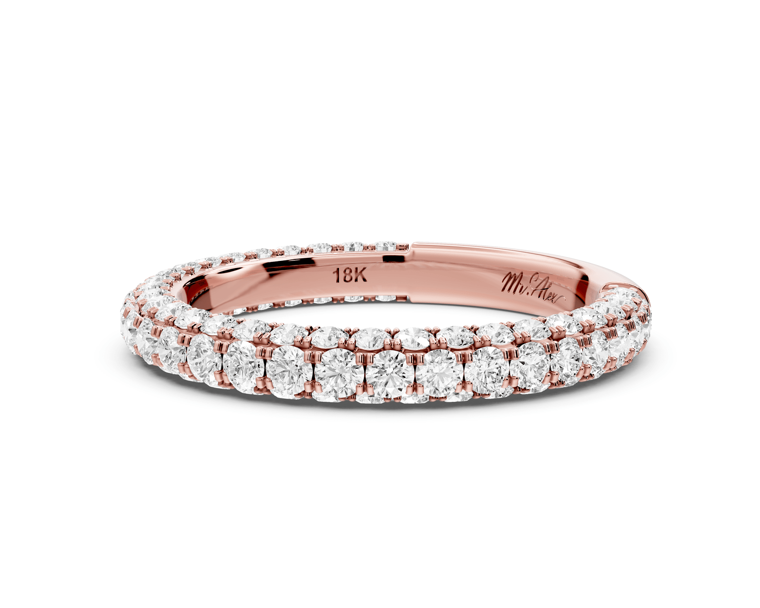Clarissa - 14k rose gold Double Row Diamond Eternity Band Ring - Mr. Alex Jewelry