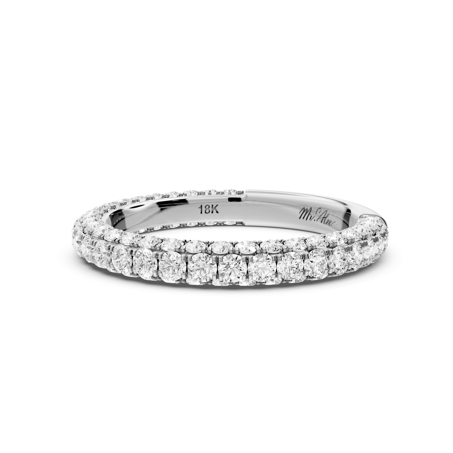 Clarissa - 14k white gold Double Row Diamond Eternity Band Ring - Mr. Alex Jewelry