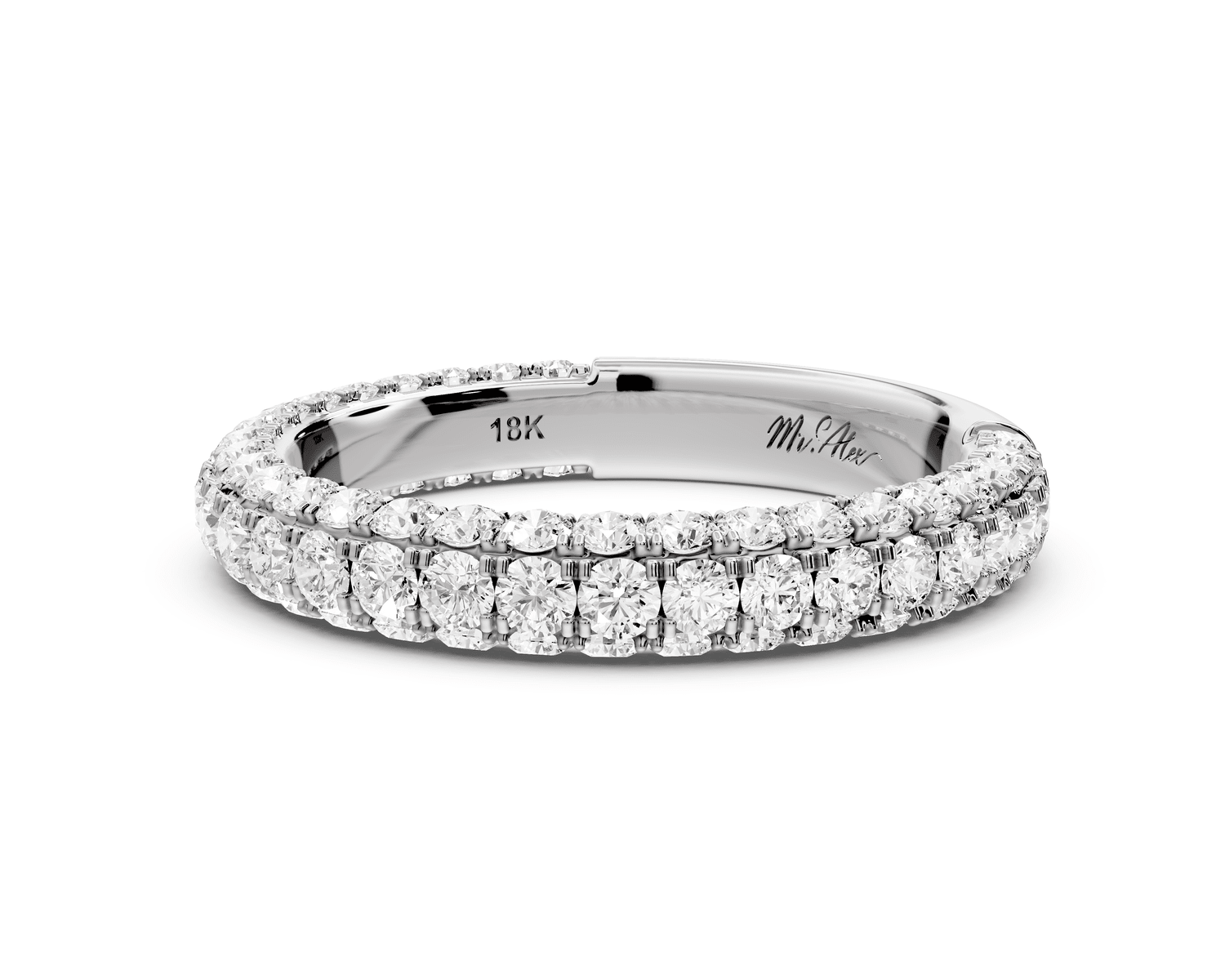 Clarissa - 14k white gold Double Row Diamond Eternity Band Ring - Mr. Alex Jewelry