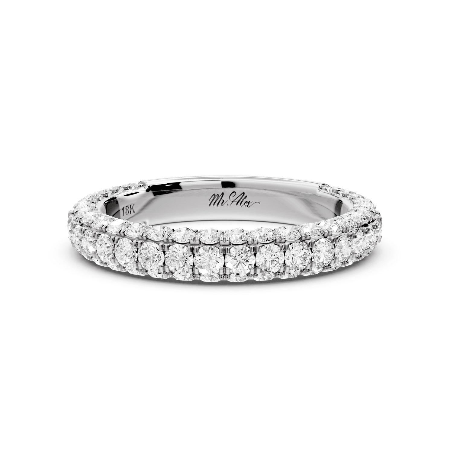 Clarissa - 14k white gold Double Row Diamond Eternity Band Ring - Mr. Alex Jewelry