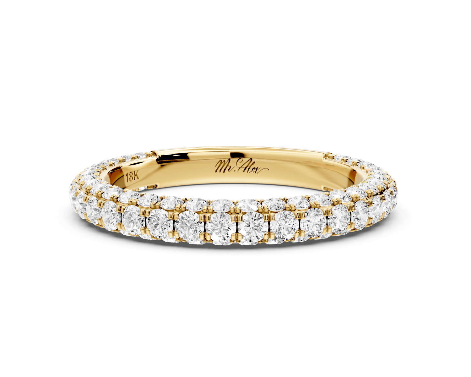 Clarissa - 14k yellow gold Double Row Diamond Eternity Band Ring - Mr. Alex Jewelry