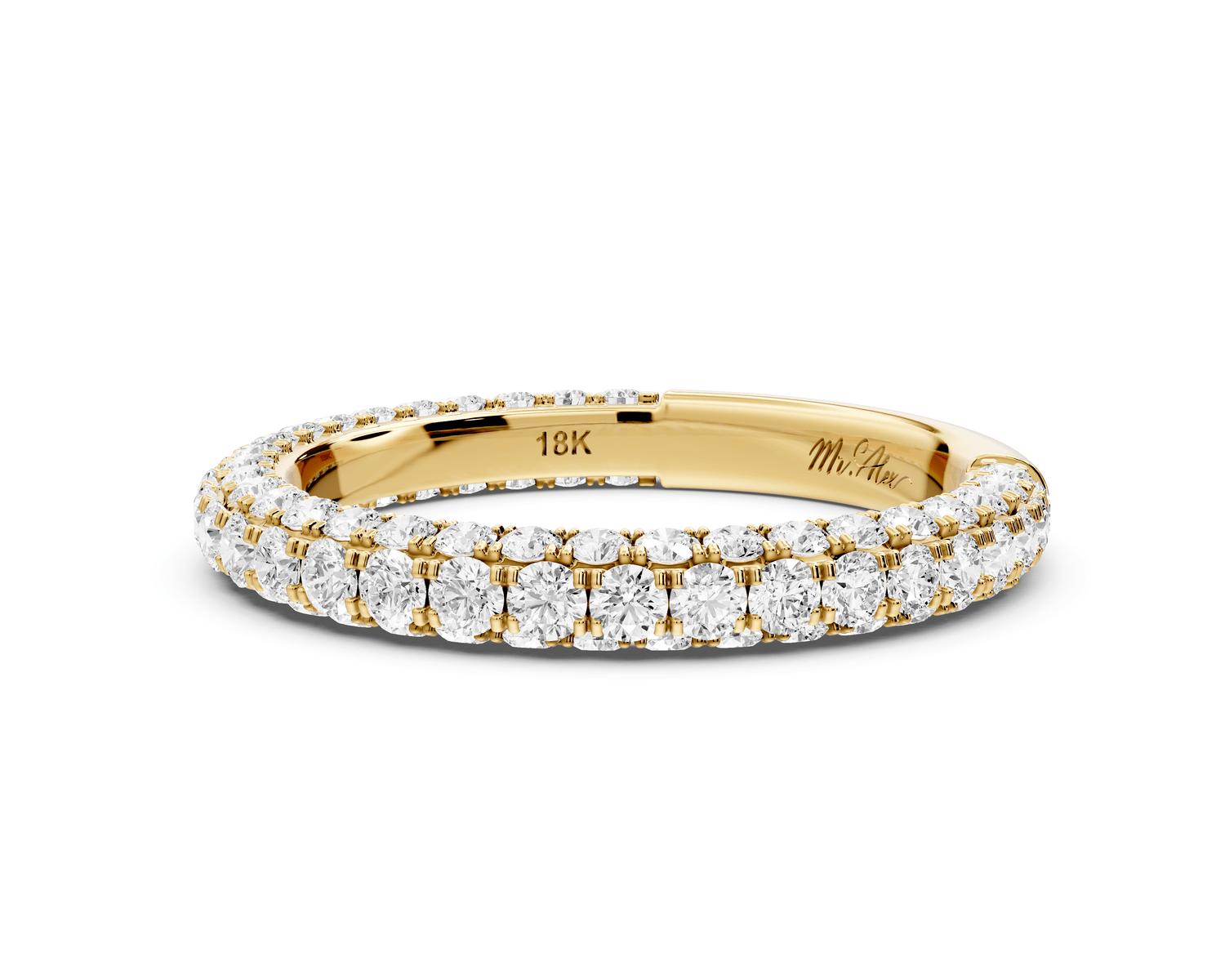 Clarissa - 14k yellow gold Double Row Diamond Eternity Band Ring - Mr. Alex Jewelry