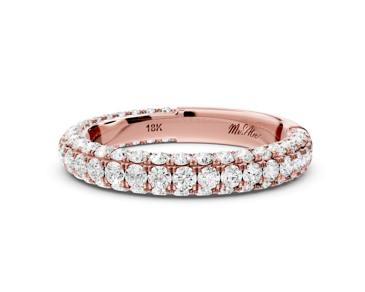 Clarissa - 18k rose gold Double Row Diamond Eternity Band Ring - Mr. Alex Jewelry