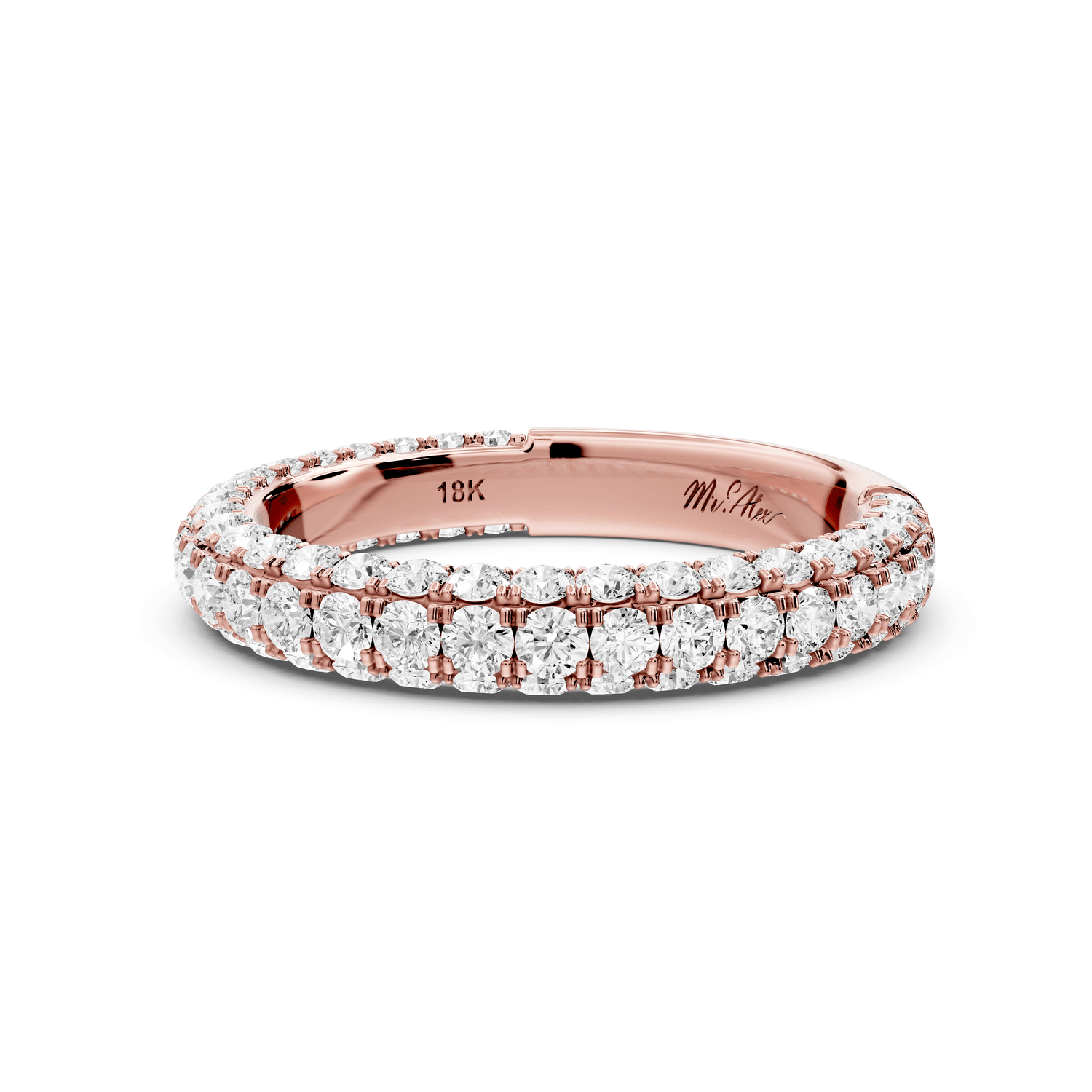 Clarissa - 18k rose gold Double Row Diamond Eternity Band Ring - Mr. Alex Jewelry