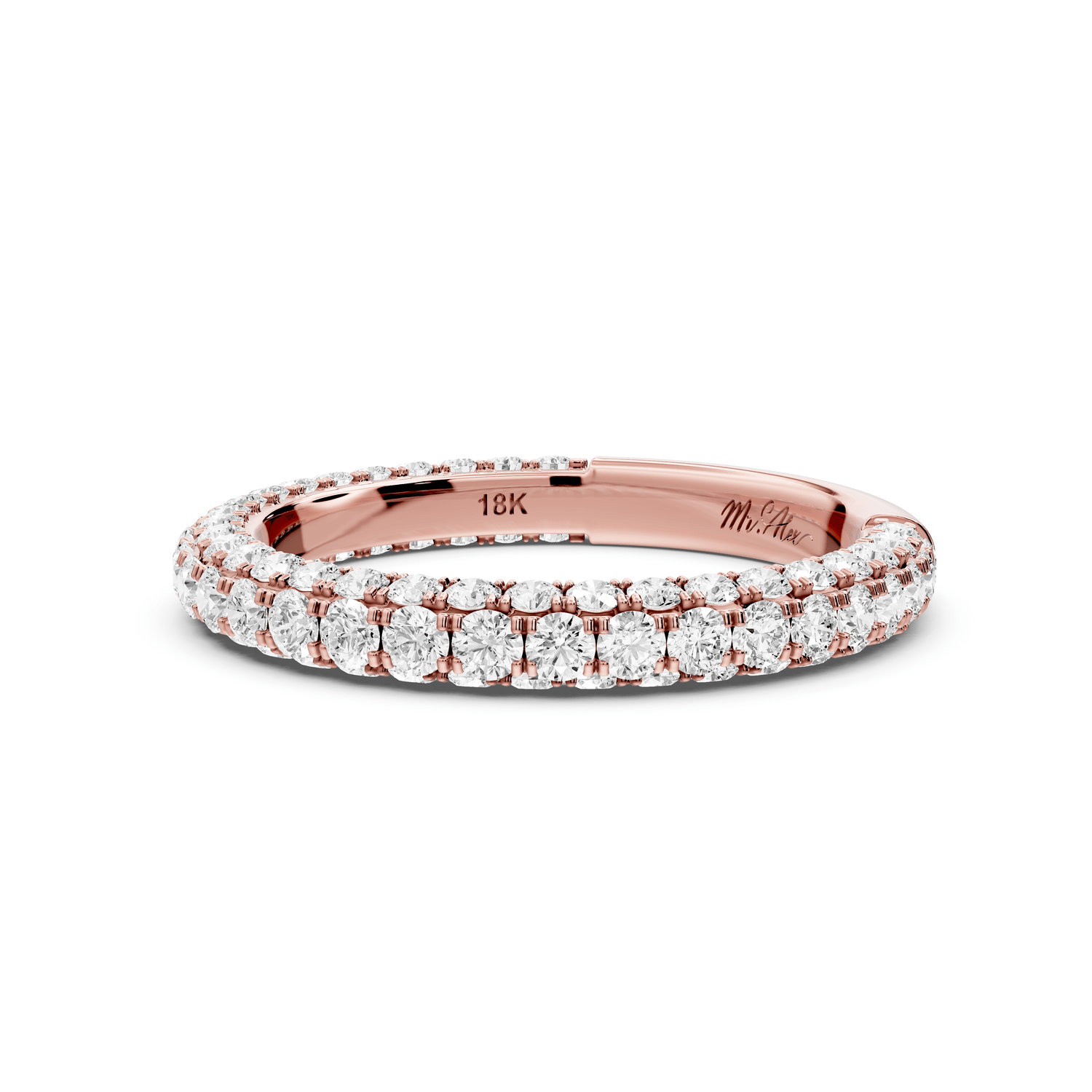 Clarissa - 18k rose gold Double Row Diamond Eternity Band Ring - Mr. Alex Jewelry