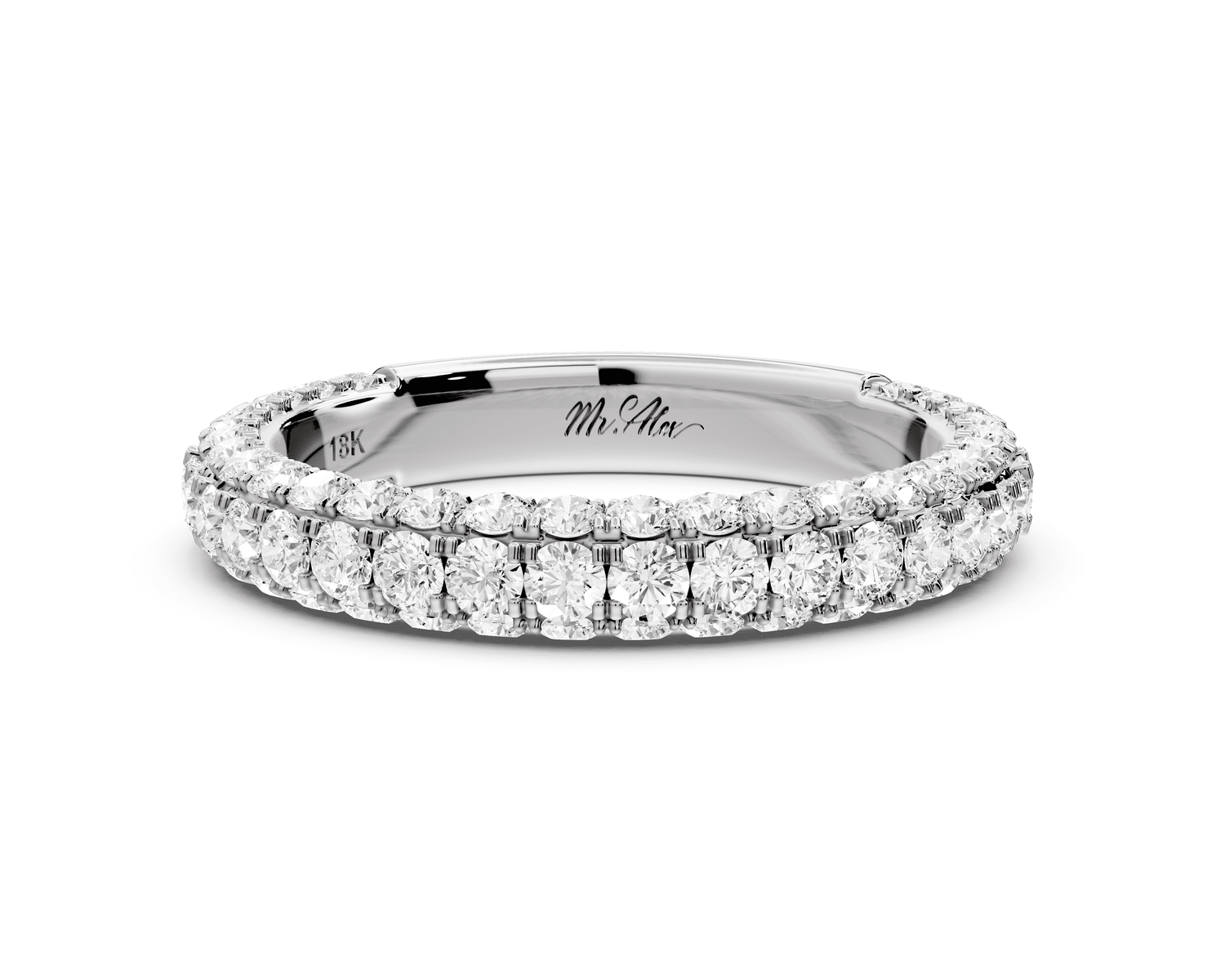 Clarissa - 18k white gold Double Row Diamond Eternity Band Ring - Mr. Alex Jewelry