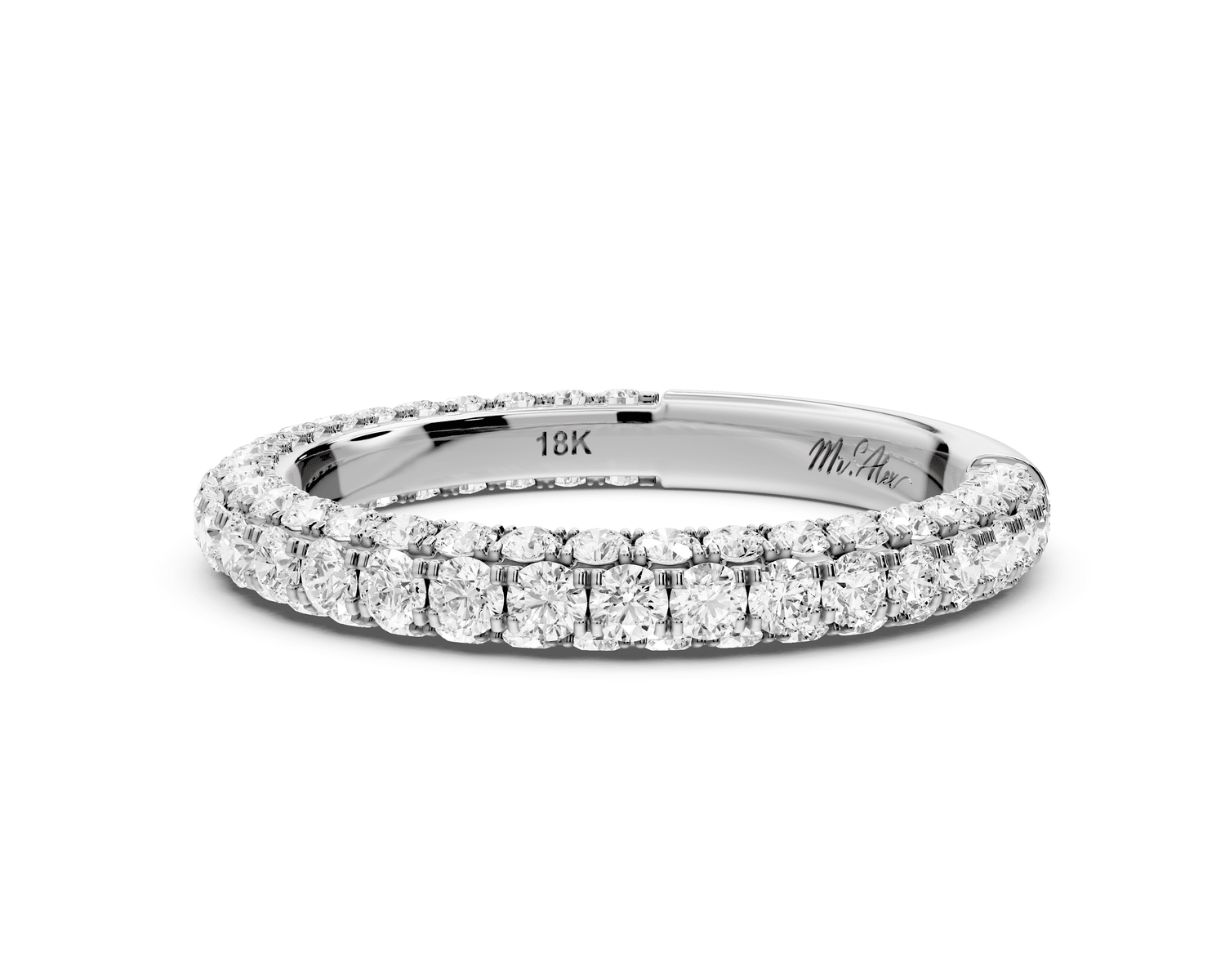 Clarissa - 18k white gold Double Row Diamond Eternity Band Ring - Mr. Alex Jewelry