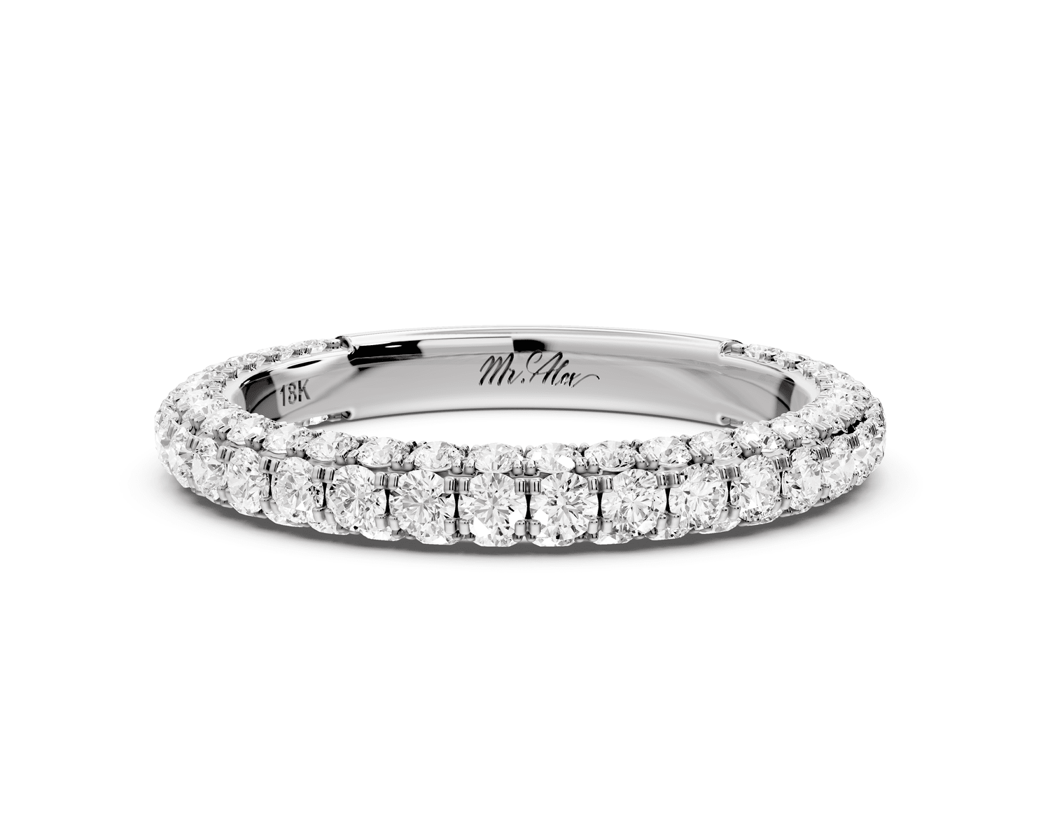 Clarissa - 18k white gold Double Row Diamond Eternity Band Ring - Mr. Alex Jewelry