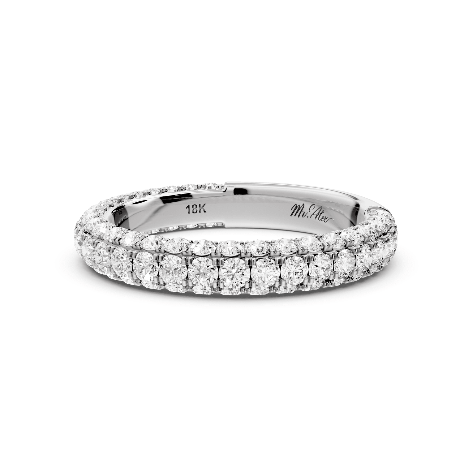 Clarissa - 18k white gold Double Row Diamond Eternity Band Ring - Mr. Alex Jewelry