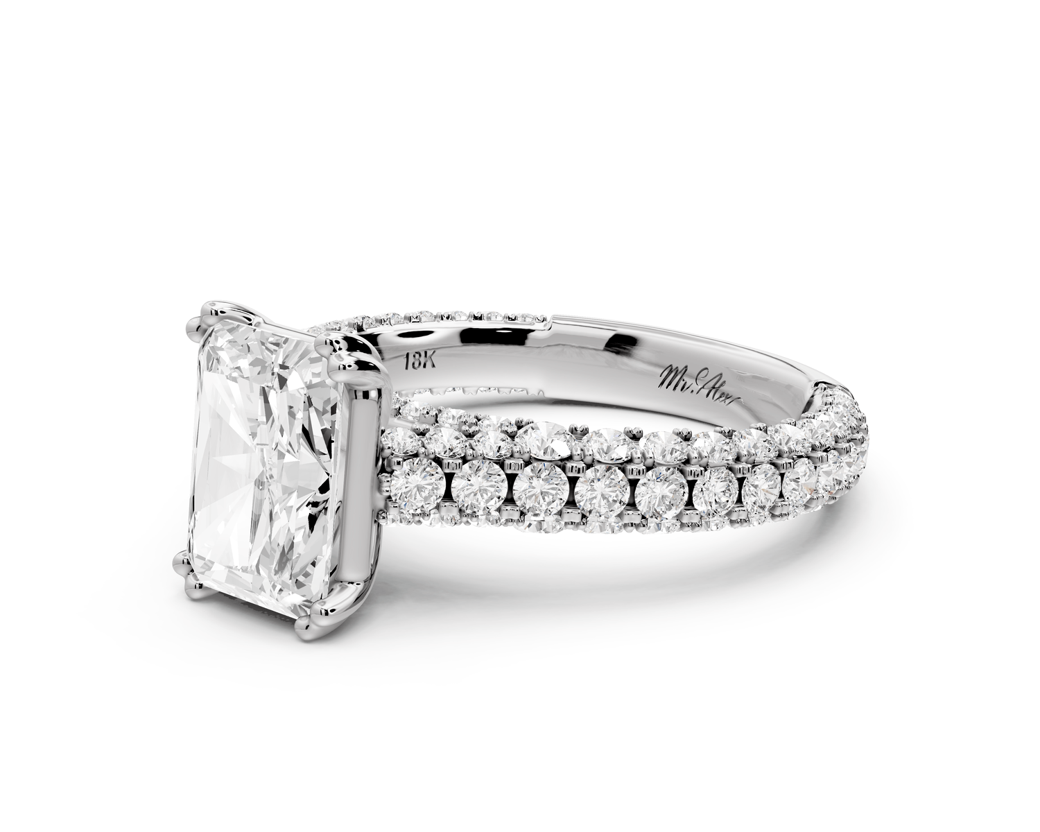 Clarissa - 2ct emerald Engagement Ring 18k white gold - Mr. Alex Jewelry