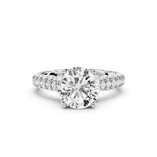 Clarissa - 2ct platinum round Diamond double talon prongs with a diamond bridge rollover pave cathedral engagment ring - Mr. Alex Jewelry