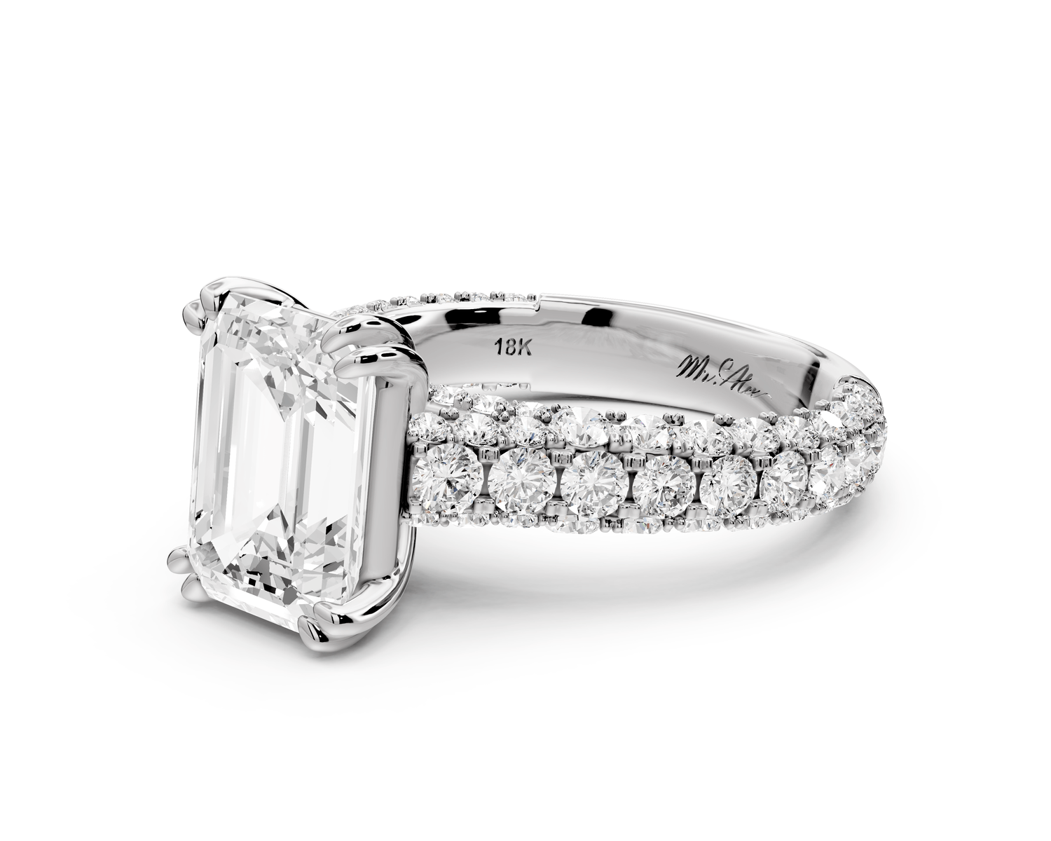 Clarissa - 3ct emerald Engagement Ring 14k white gold - Mr. Alex Jewelry