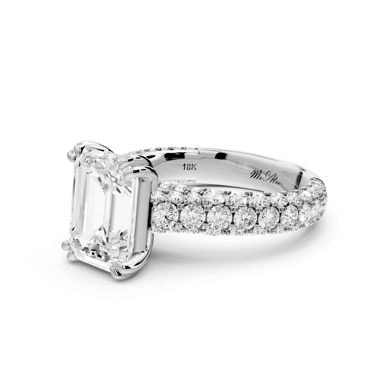 Clarissa - 3ct emerald Engagement Ring 14k white gold - Mr. Alex Jewelry