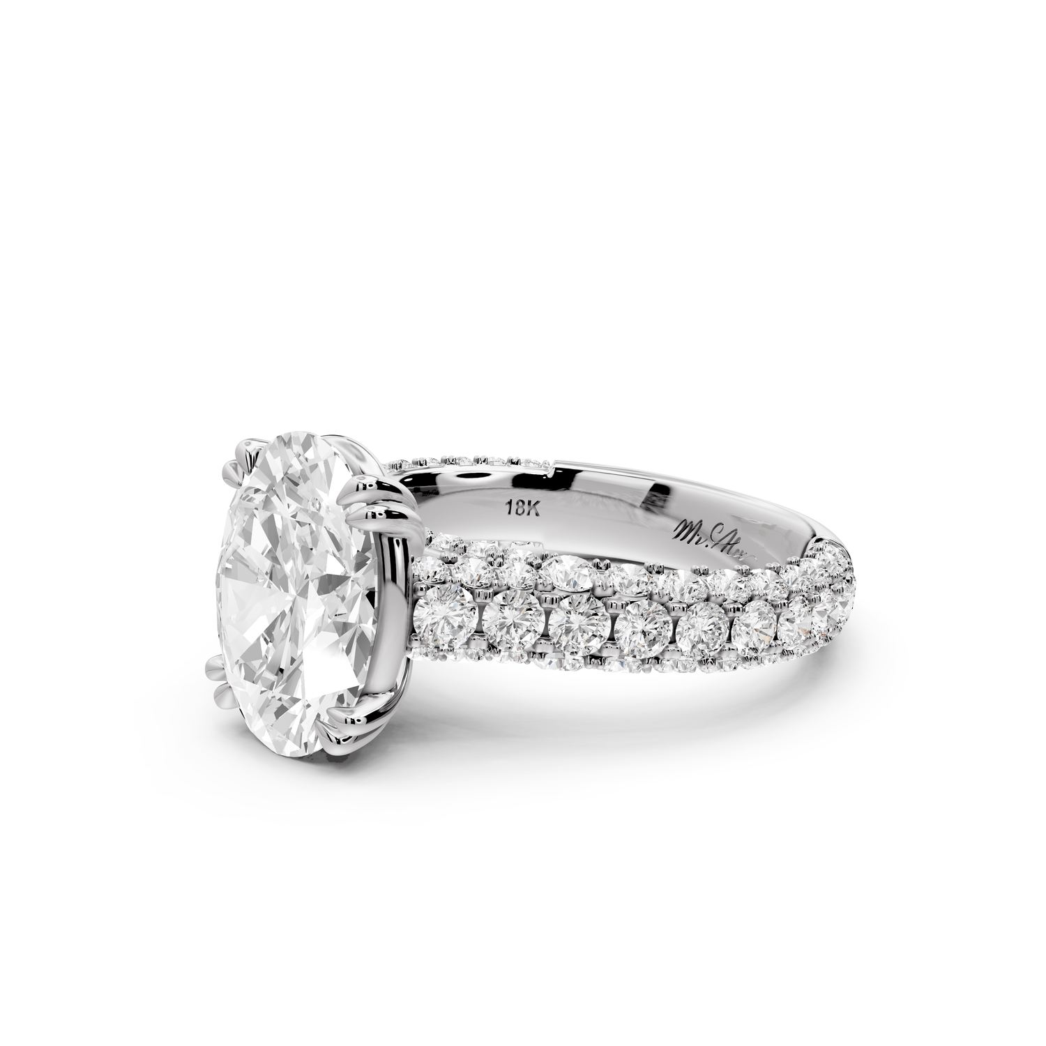 Clarissa - 3ct oval Engagement Ring 14k white gold - Mr. Alex Jewelry