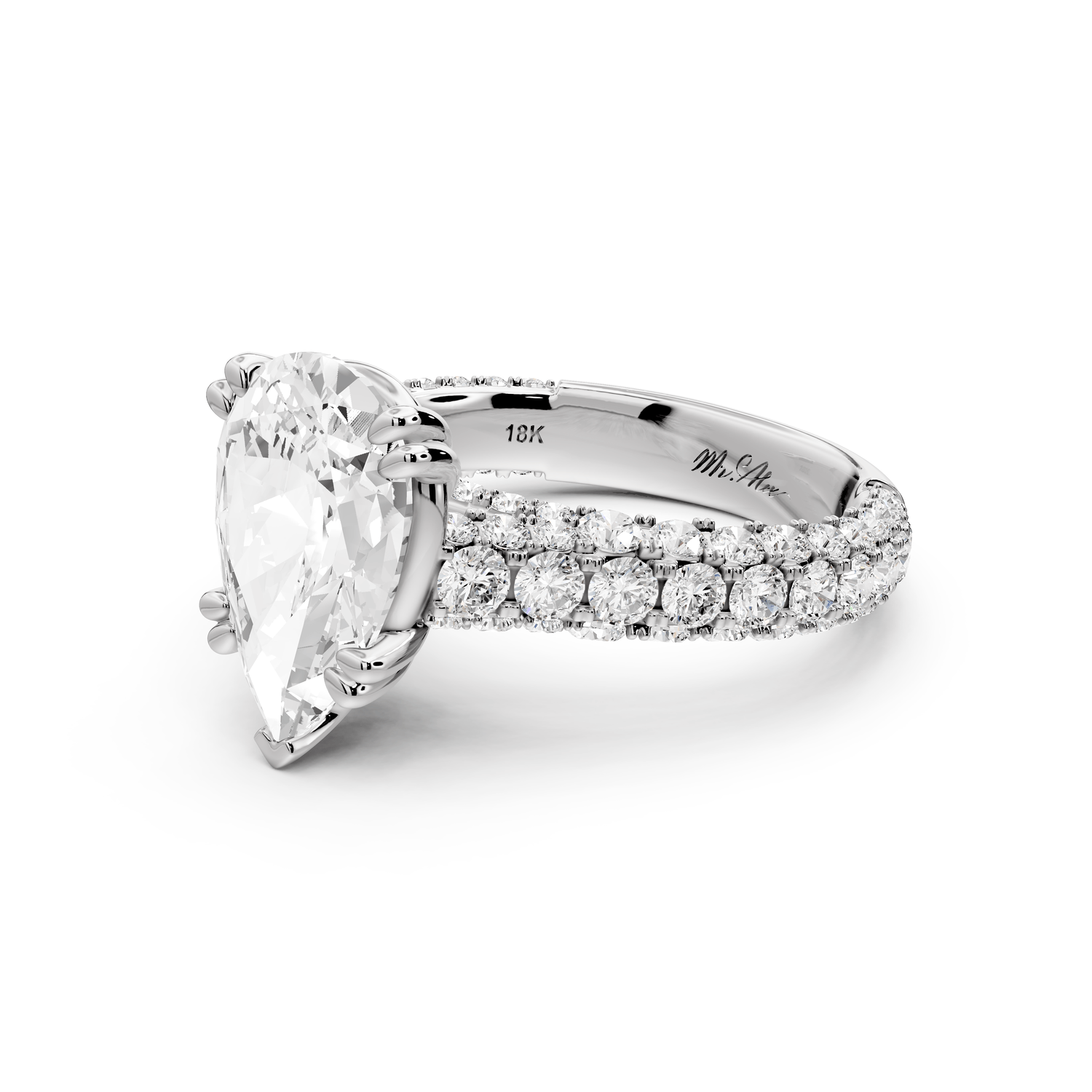 Clarissa - 3ct pear Engagement Ring 18k white gold - Mr. Alex Jewelry