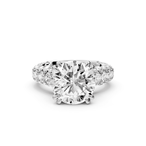 Clarissa - 4ct 14k white gold round Diamond double talon prongs with a diamond bridge rollover pave cathedral engagment ring - Mr. Alex Jewelry