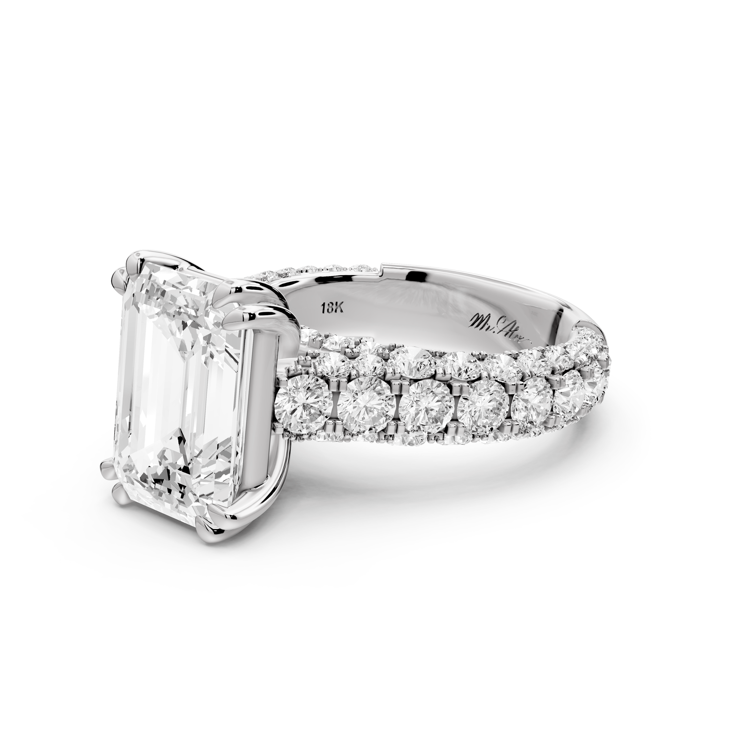 Clarissa - 4ct emerald Engagement Ring 18k white gold - Mr. Alex Jewelry