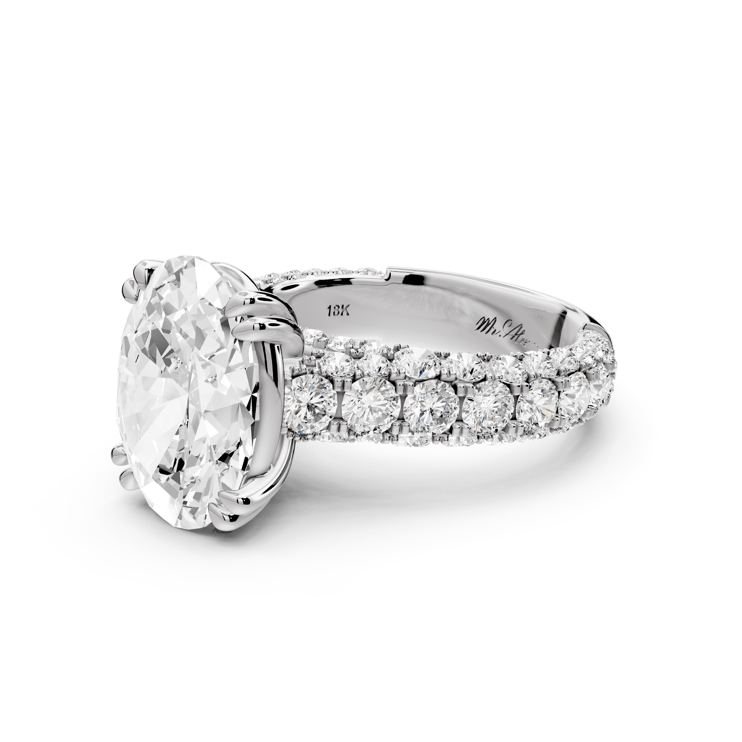 Clarissa - 4ct oval Engagement Ring 18k white gold - Mr. Alex Jewelry