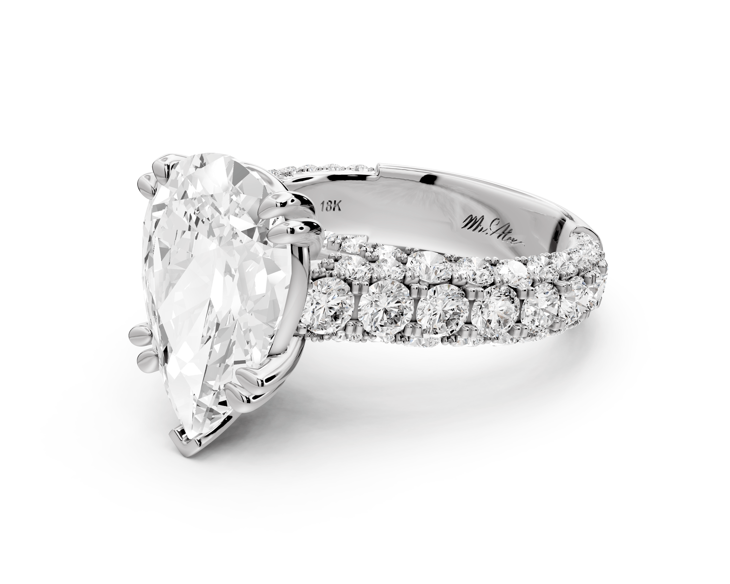 Clarissa - 4ct pear Engagement Ring 14k white gold - Mr. Alex Jewelry