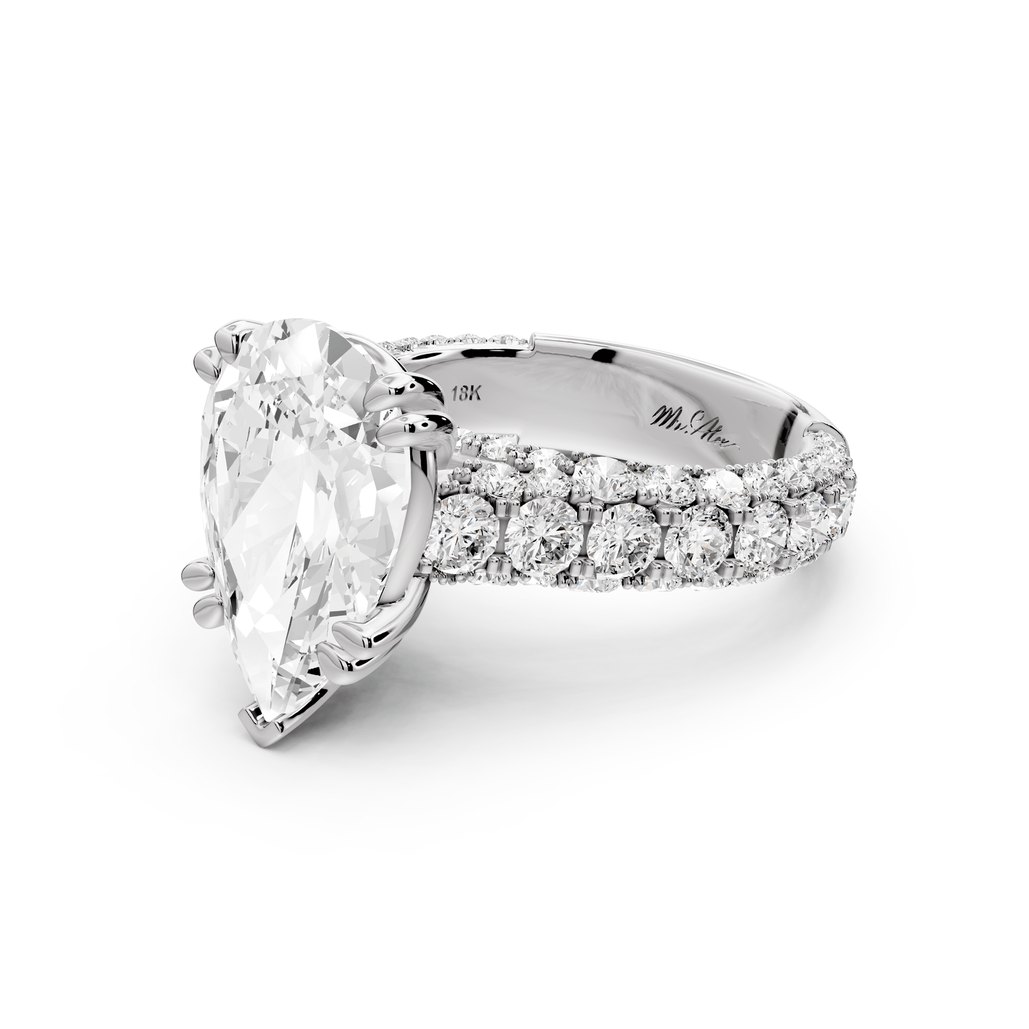 Clarissa - 4ct pear Engagement Ring 18k white gold - Mr. Alex Jewelry