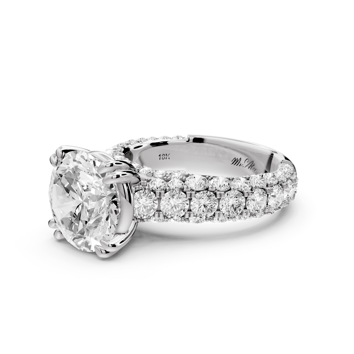 Clarissa - 4ct round Engagement Ring 18k white gold - Mr. Alex Jewelry