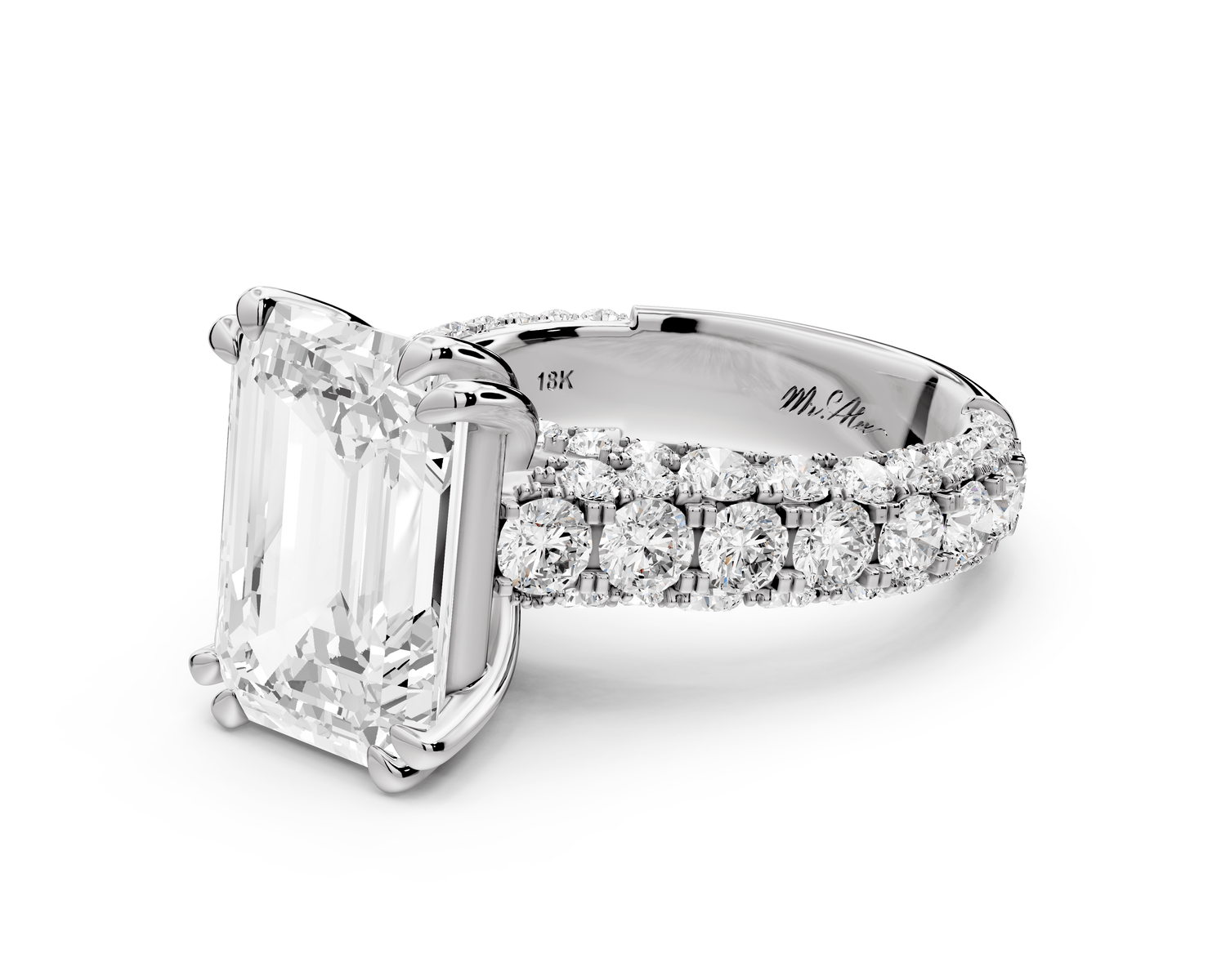 Clarissa - 5ct emerald Engagement Ring 18k white gold - Mr. Alex Jewelry