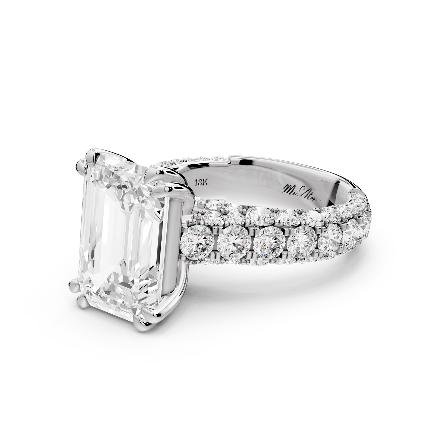 Clarissa - 5ct emerald Engagement Ring 18k white gold - Mr. Alex Jewelry