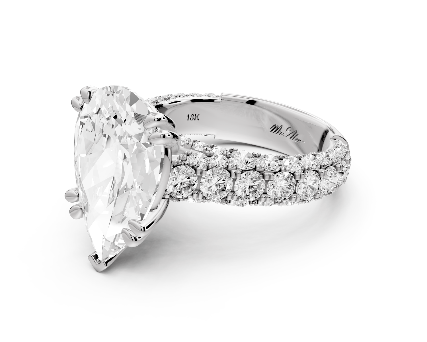 Clarissa - 5ct pear Engagement Ring 18k white gold - Mr. Alex Jewelry