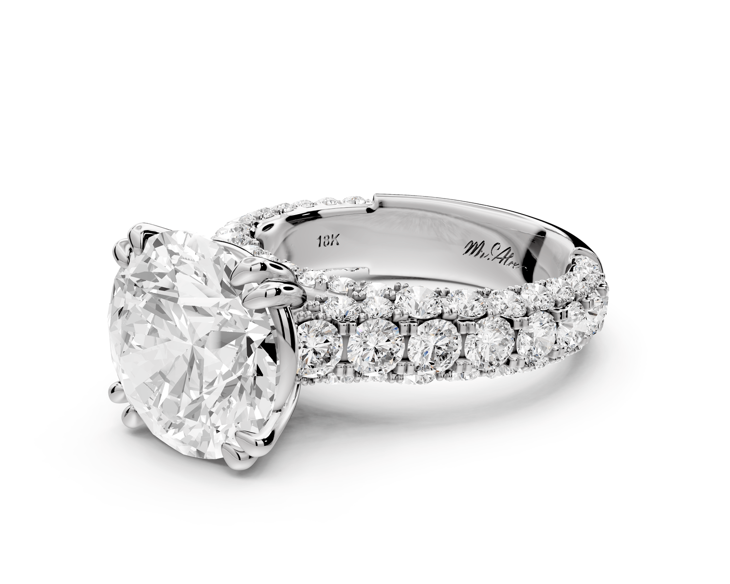 Clarissa - 5ct round Engagement Ring 14k white gold - Mr. Alex Jewelry