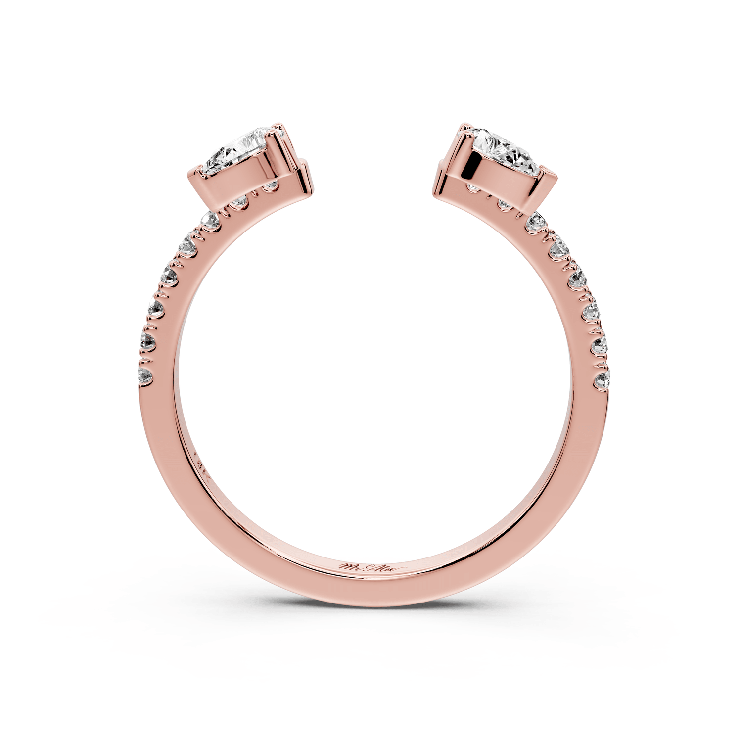 Cris - 0.43ct 18k rose gold Two-Stone Pear Diamond Pavé Cuff Ring - Mr. Alex Jewelry