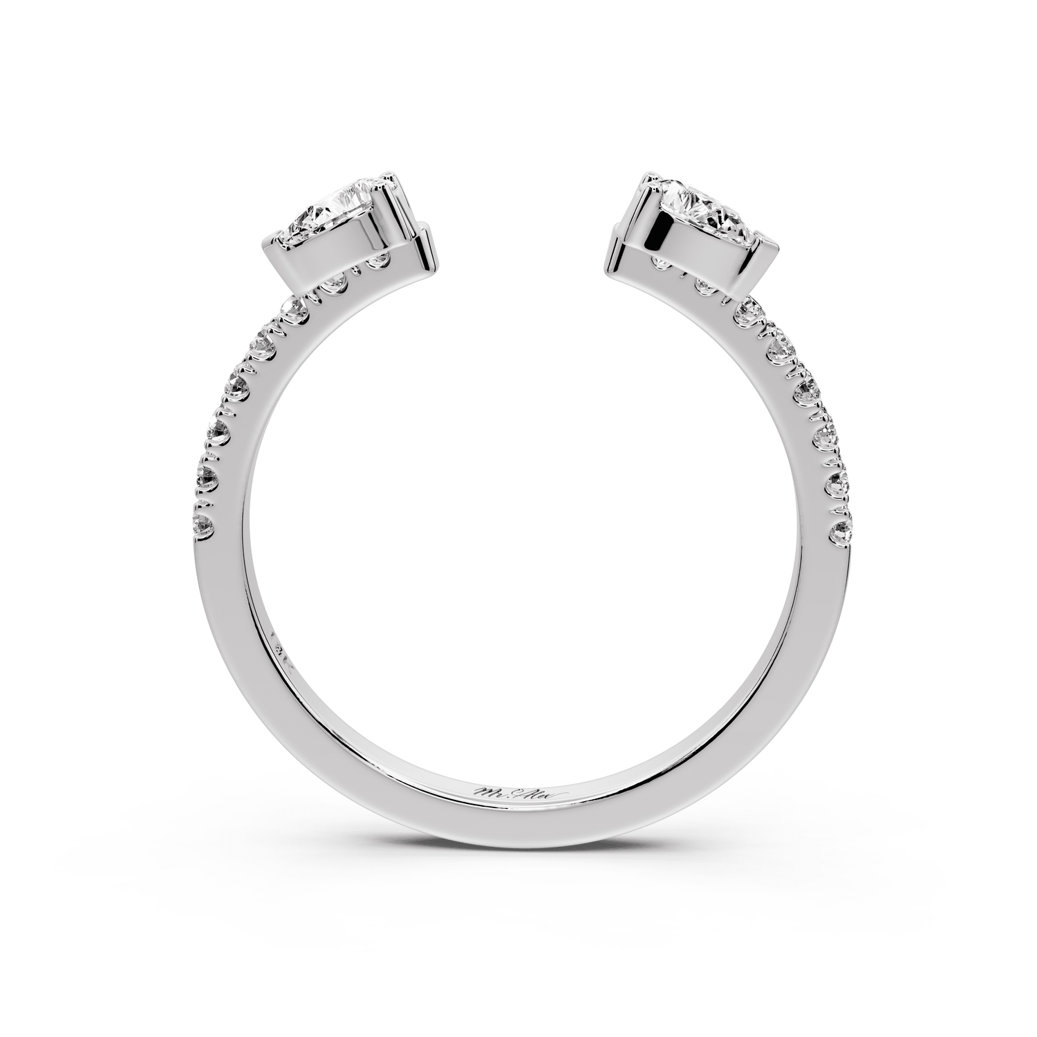 Cris - 0.43ct 18k white gold Two-Stone Pear Diamond Pavé Cuff Ring - Mr. Alex Jewelry