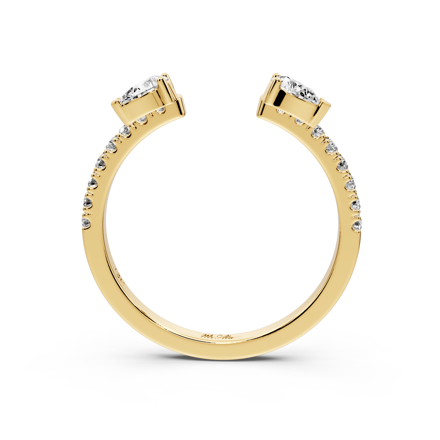 Cris - 0.43ct 18k yellow gold Two-Stone Pear Diamond Pavé Cuff Ring - Mr. Alex Jewelry