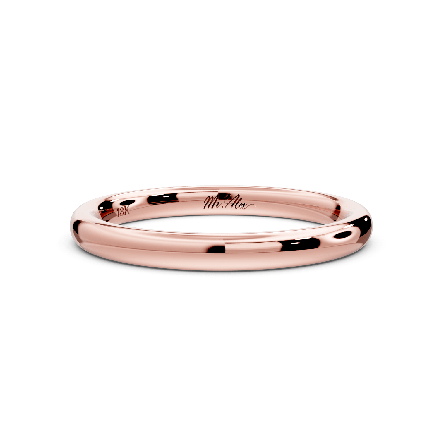 Eliana - 14k rose gold Minimalist Domed Stackable Wedding Band - Mr. Alex Jewelry