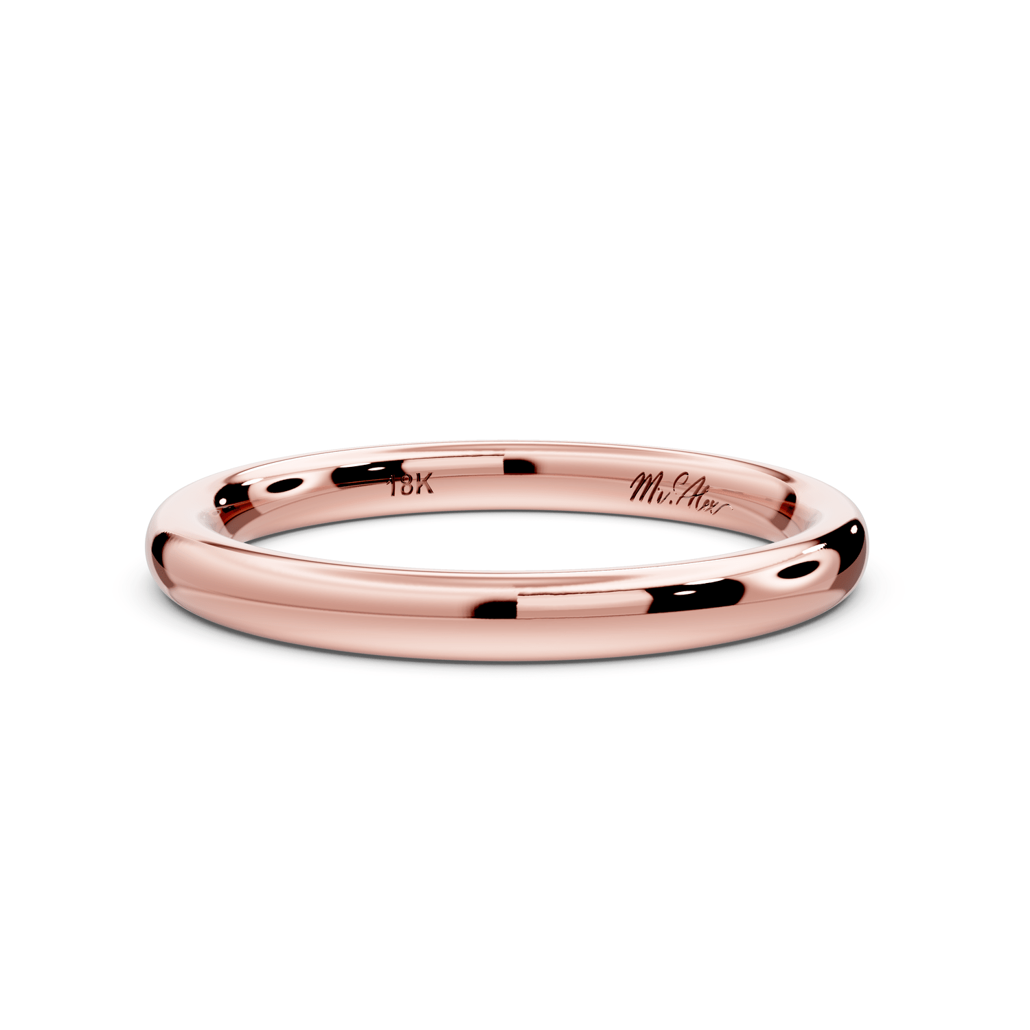 Eliana - 14k rose gold Minimalist Domed Stackable Wedding Band - Mr. Alex Jewelry