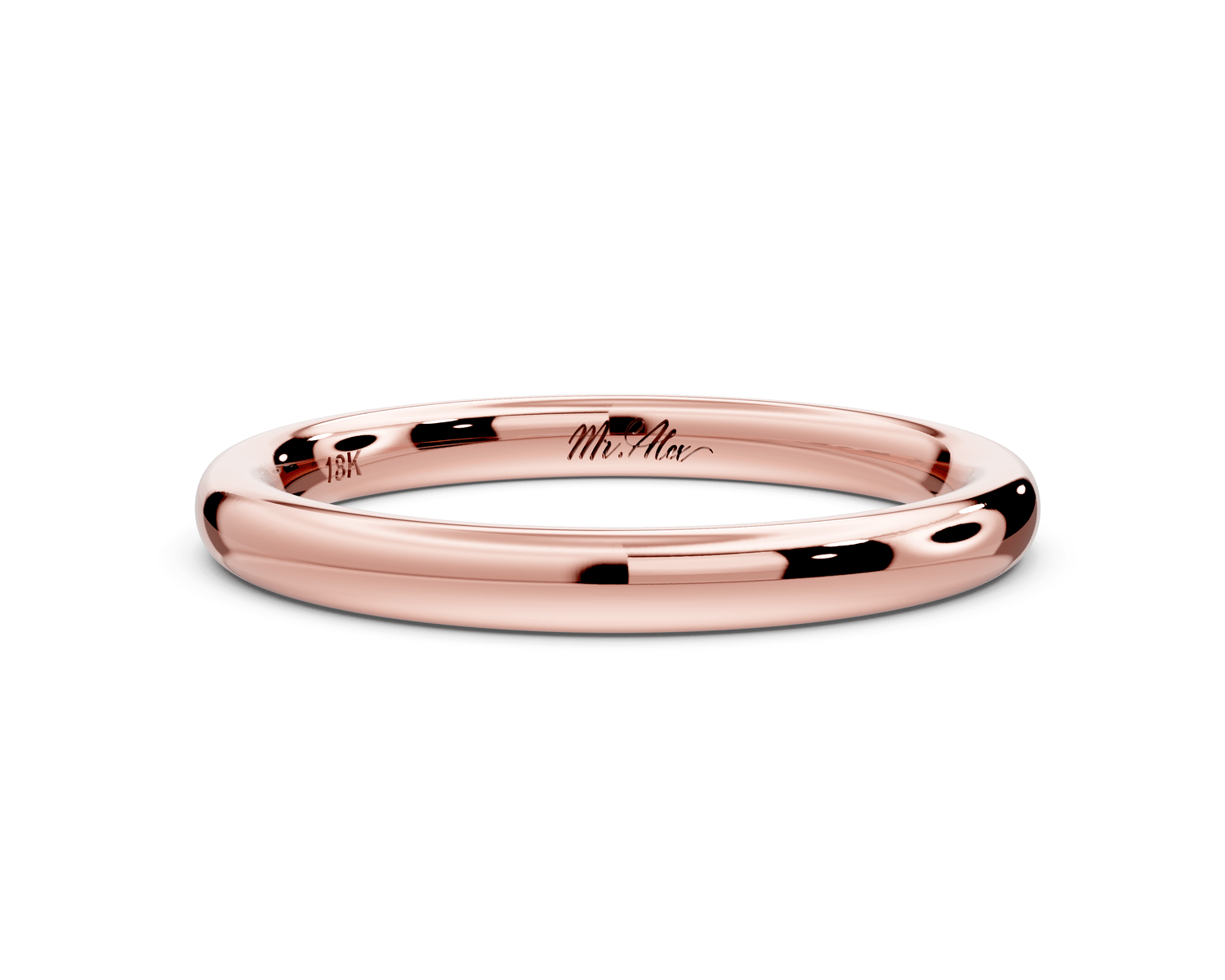 Eliana - 18k rose gold Minimalist Domed Stackable Wedding Band - Mr. Alex Jewelry