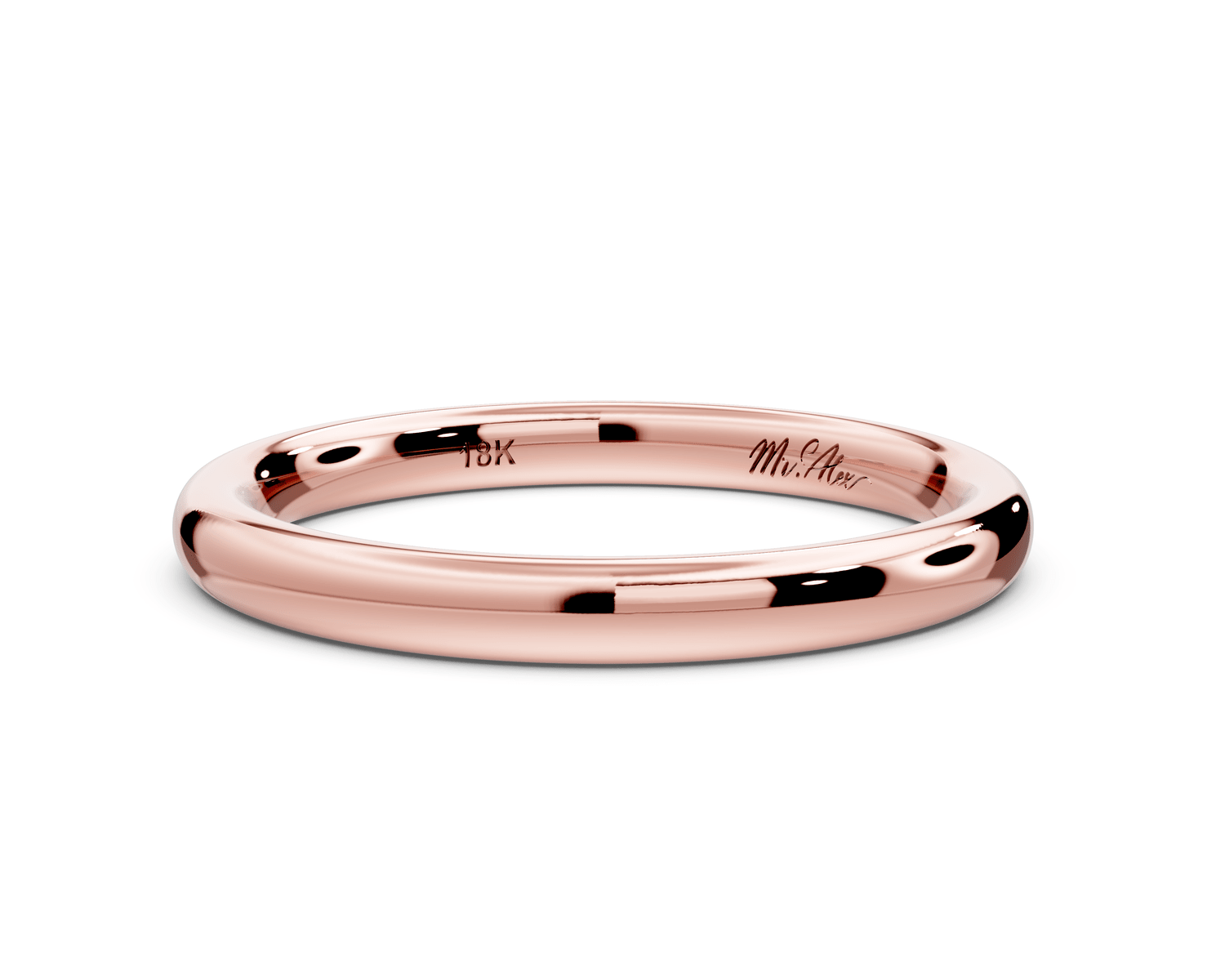 Eliana - 18k rose gold Minimalist Domed Stackable Wedding Band - Mr. Alex Jewelry