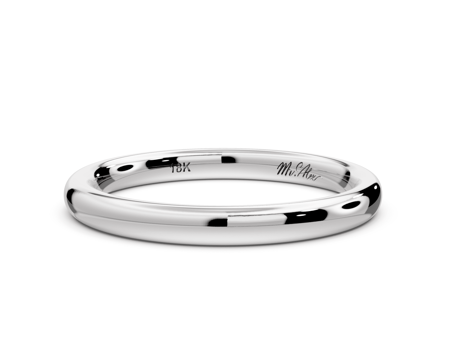 Eliana - 18k white gold Minimalist Domed Stackable Wedding Band - Mr. Alex Jewelry