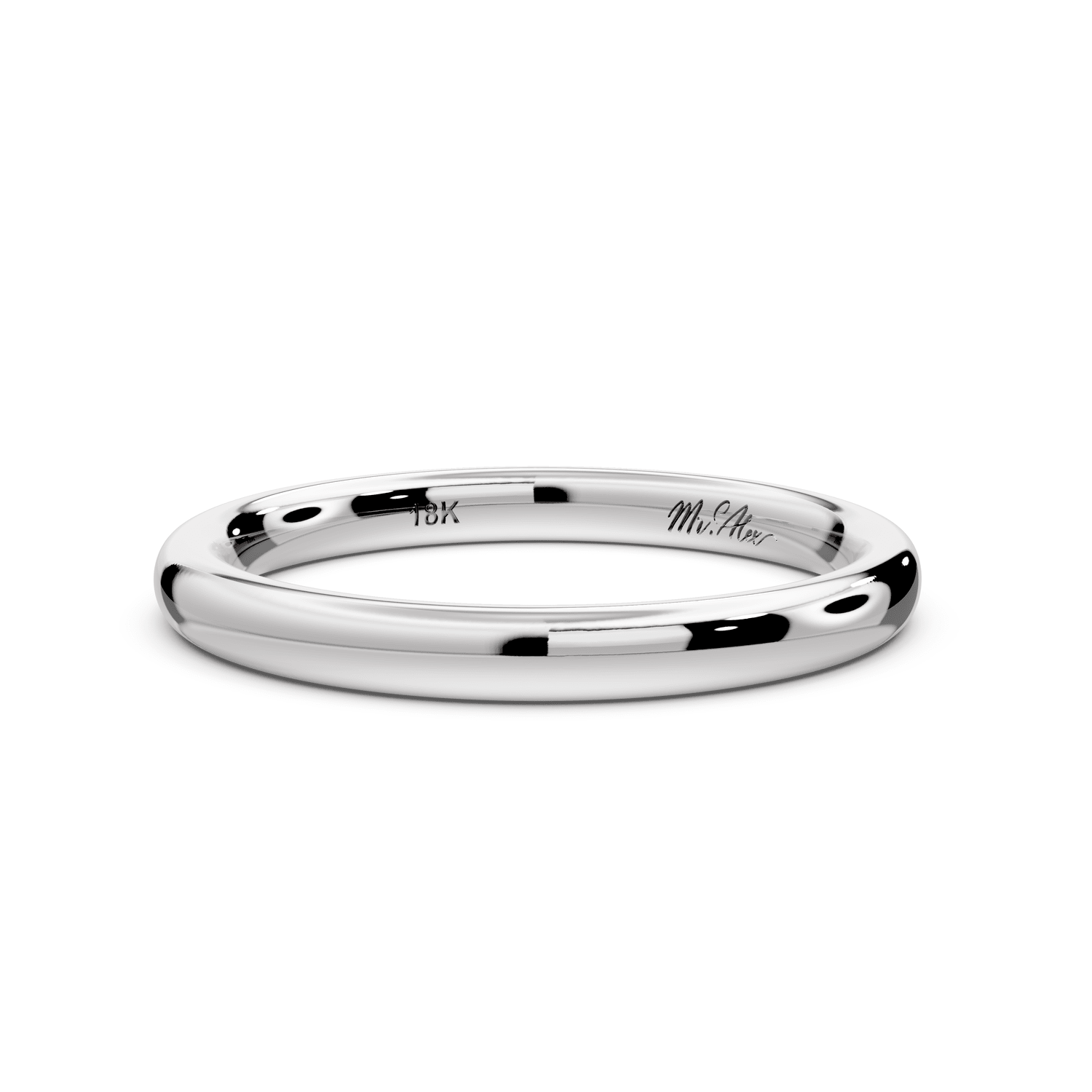 Eliana - 18k white gold Minimalist Domed Stackable Wedding Band - Mr. Alex Jewelry