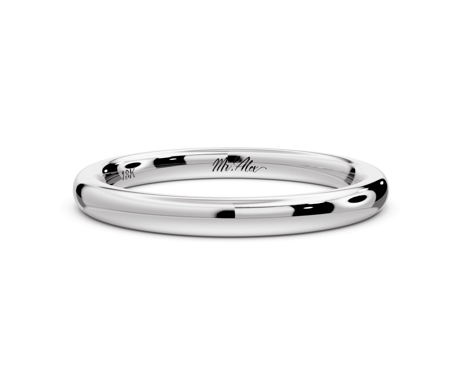 Eliana - 18k white gold Minimalist Domed Stackable Wedding Band - Mr. Alex Jewelry
