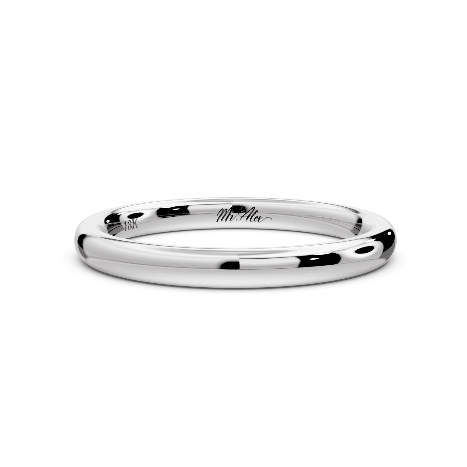 Eliana - 18k white gold Minimalist Domed Stackable Wedding Band - Mr. Alex Jewelry