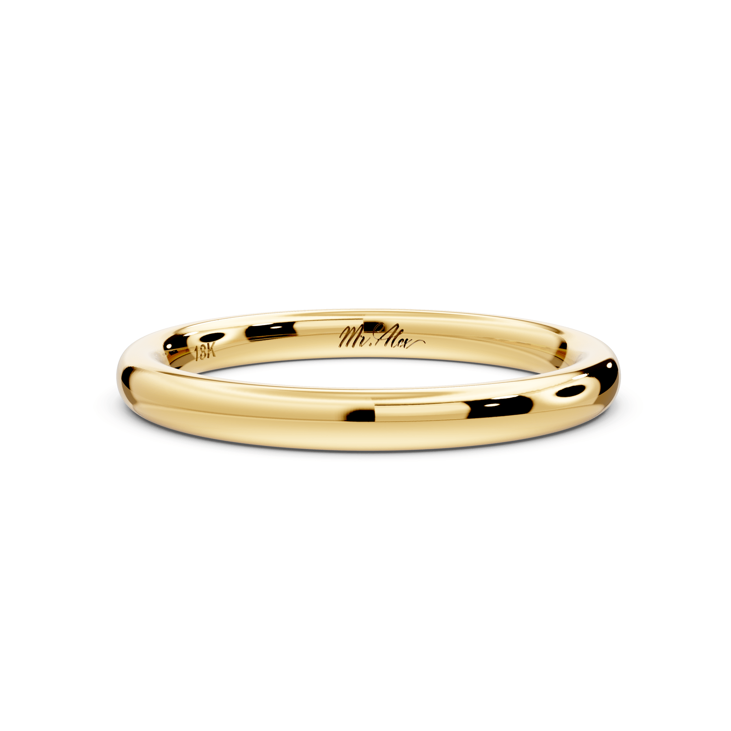 Eliana - 18k yellow gold Minimalist Domed Stackable Wedding Band - Mr. Alex Jewelry