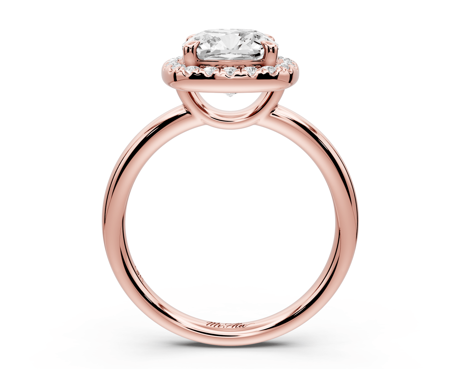 Eliana - 2ct 14k rose gold cushion diamond with halo engagement ring - Mr. Alex Jewelry