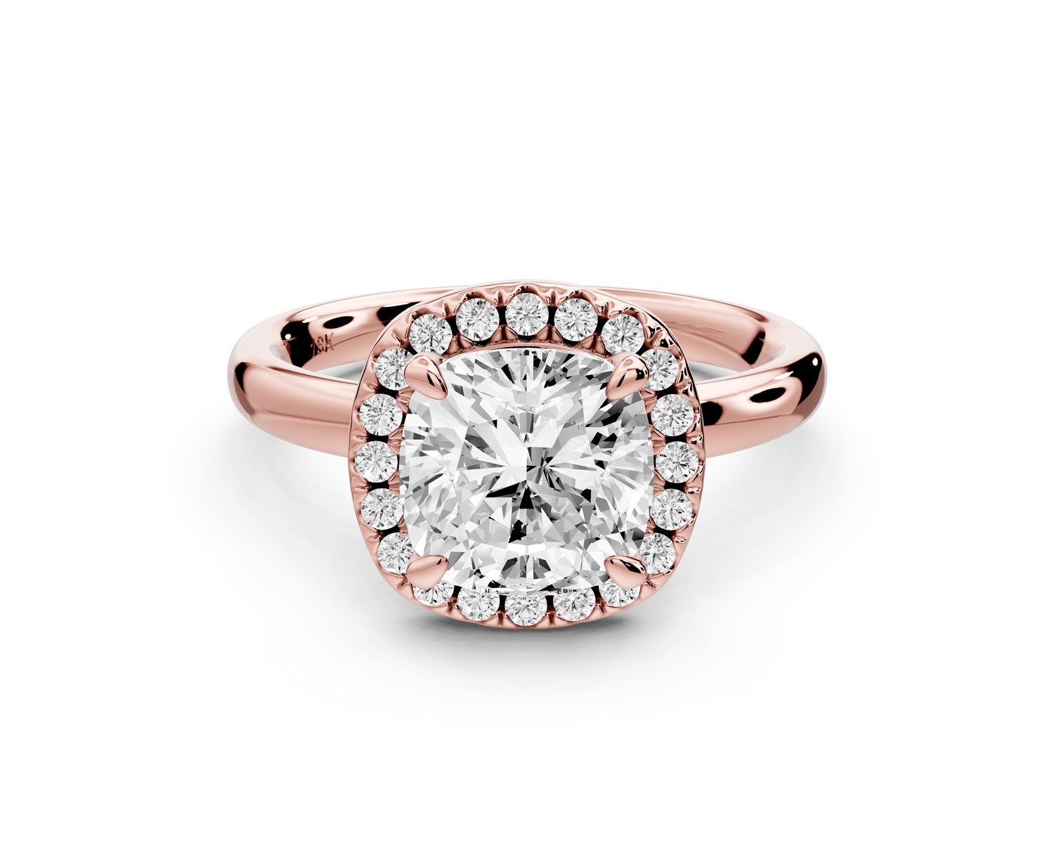 Eliana - 2ct 14k rose gold cushion diamond with halo engagement ring - Mr. Alex Jewelry