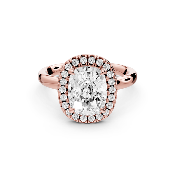 Eliana - 2ct 14k rose gold ecushion diamond with halo engagement ring - Mr. Alex Jewelry