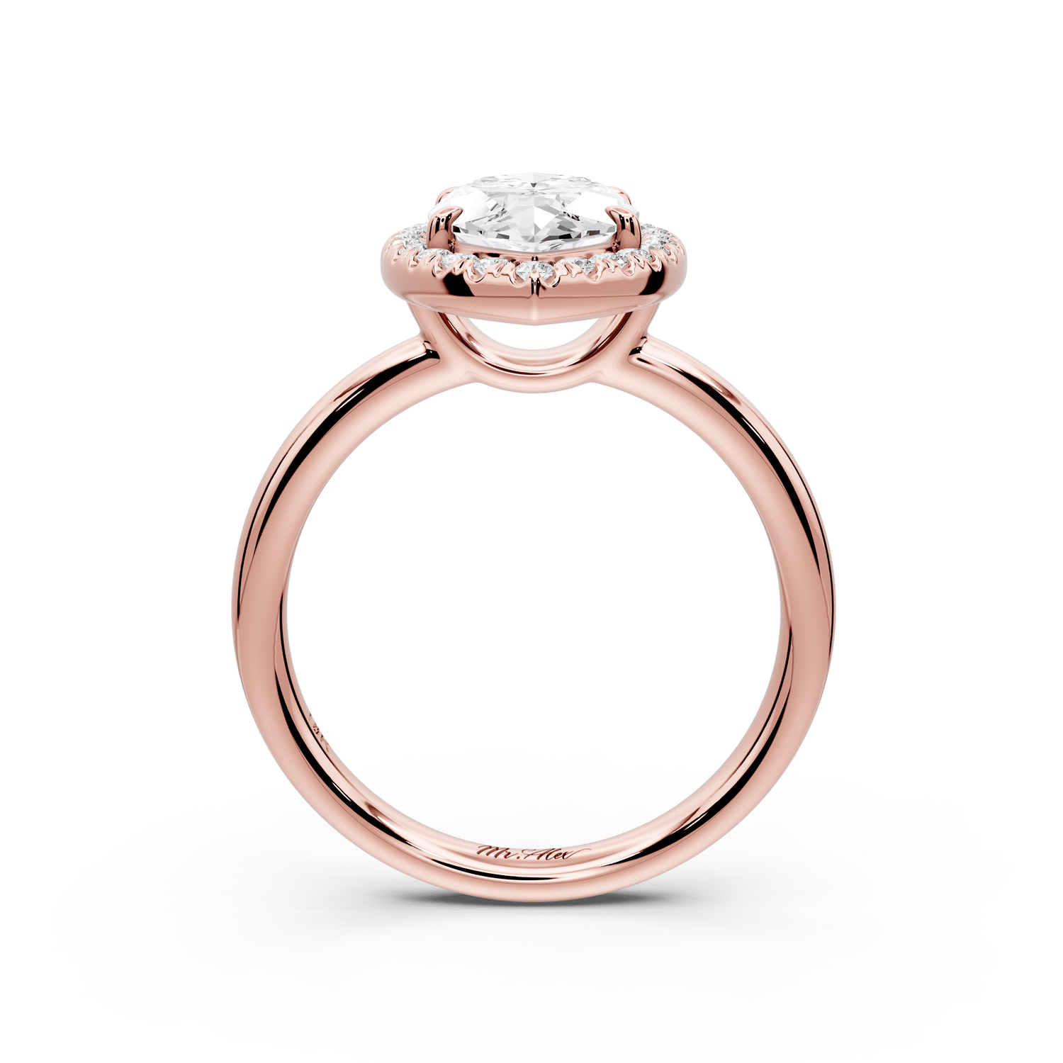 Eliana - 2ct 14k rose gold marquise diamond with halo engagement ring - Mr. Alex Jewelry