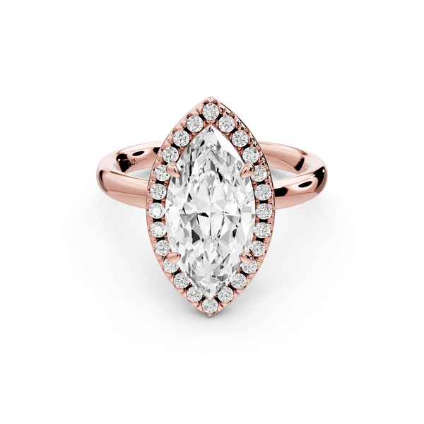 Eliana - 2ct 14k rose gold marquise diamond with halo engagement ring - Mr. Alex Jewelry
