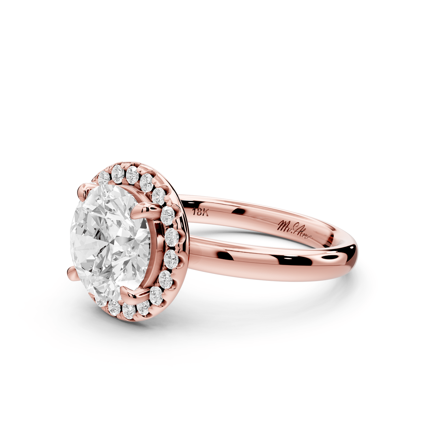 Eliana - 2ct 14k rose gold round diamond with halo engagmennt ring - Mr. Alex Jewelry