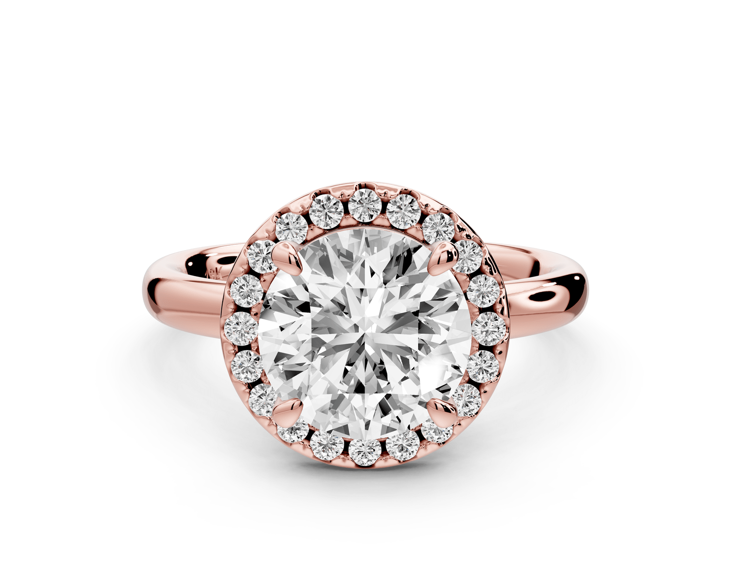 Eliana - 2ct 14k rose gold round diamond with halo engagmennt ring - Mr. Alex Jewelry