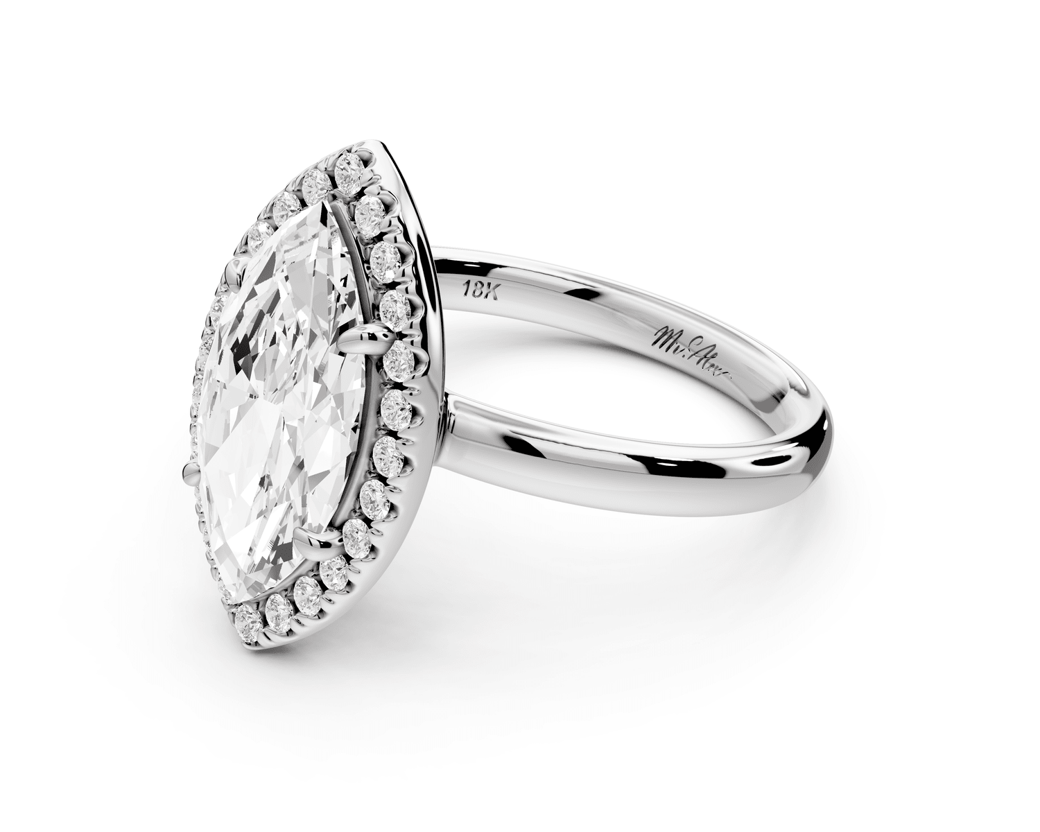 Eliana - 2ct 14k white gold marquise diamond with halo engagement ring - Mr. Alex Jewelry